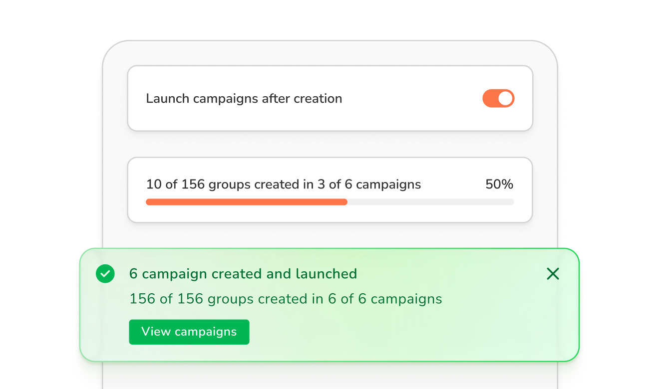 Instant campaign creation and launch